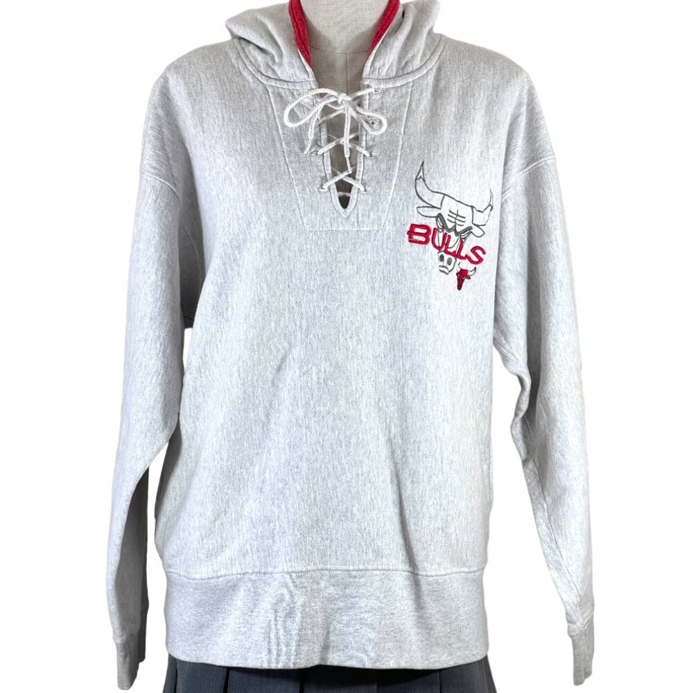 Vintage 90's Chicago Bulls Legends Light Gray Sweatshirt Hoodie Embroidered Sz L